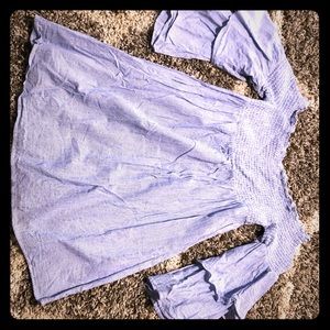 Smocked Off The Shoulder Stripe Dress